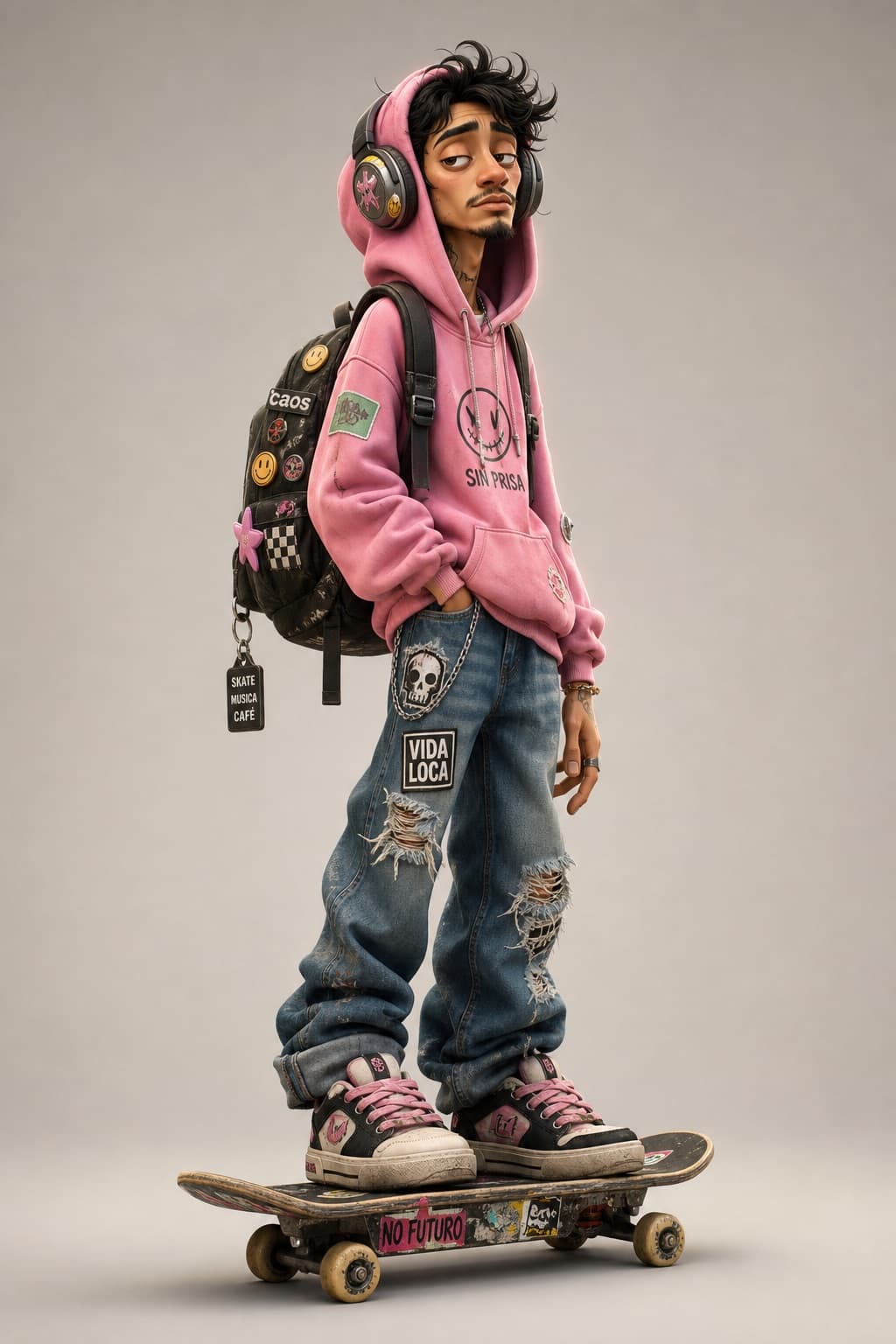 Personaje patinador 3D estilizado