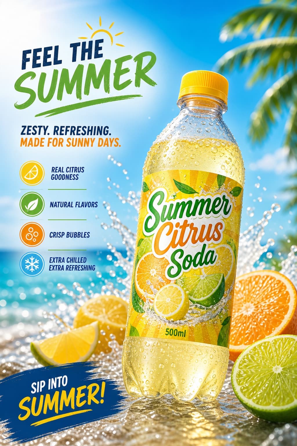 Anuncio de soda cítrica veraniega