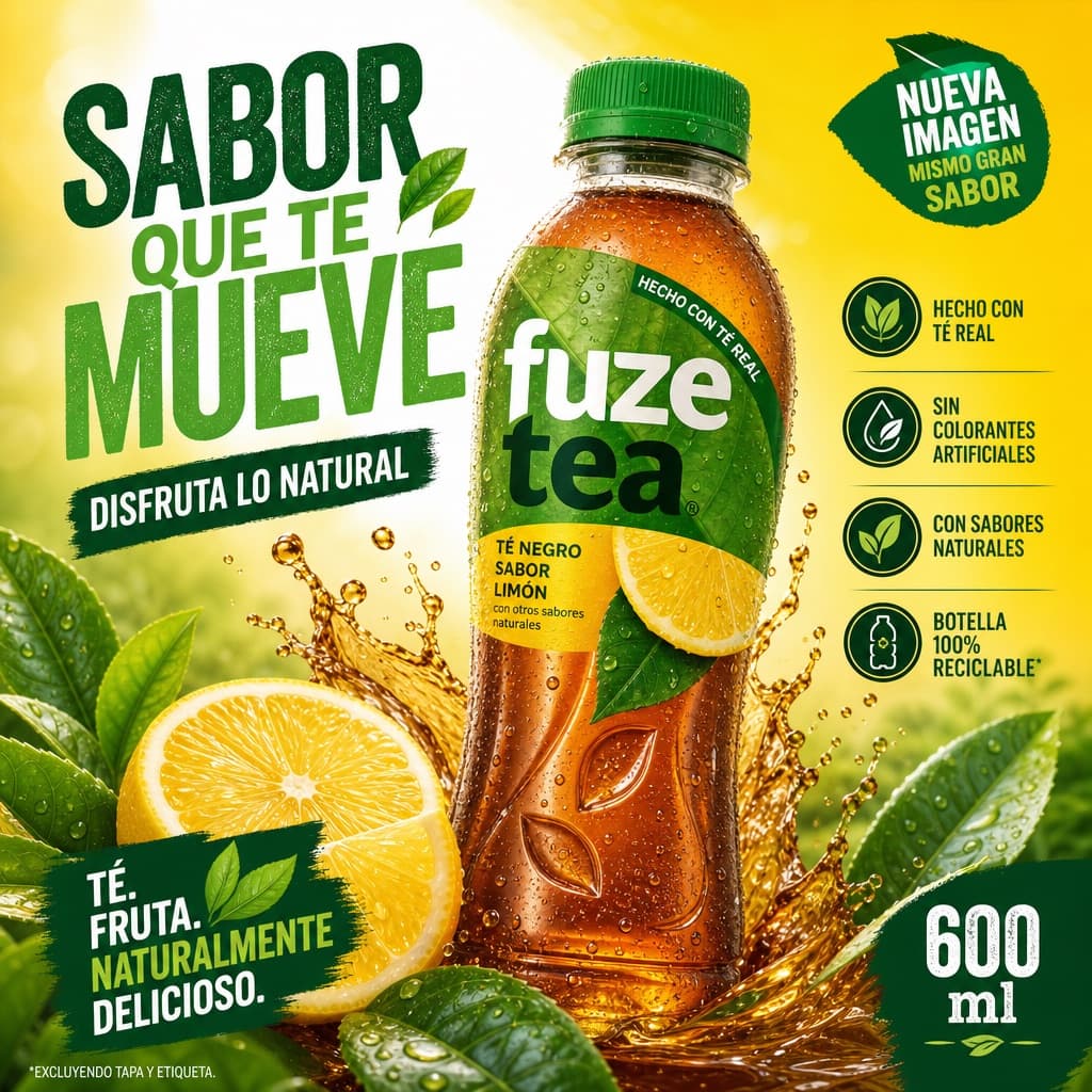Cartel promocional de bebida de té