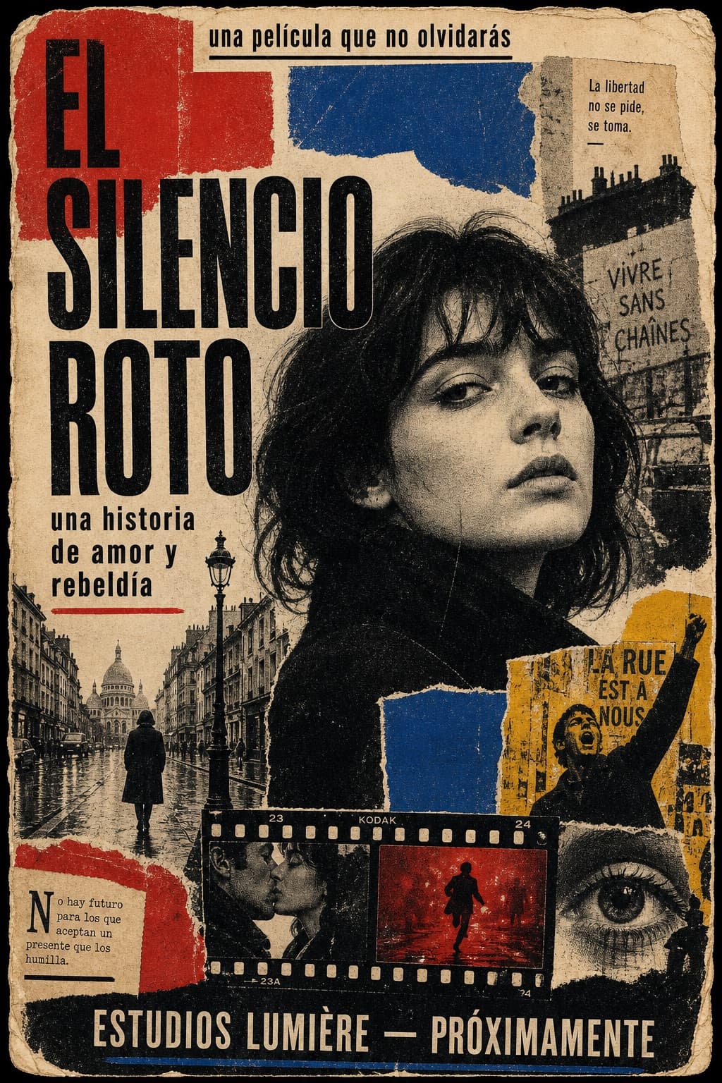 Cartel nueva ola papel rasgado