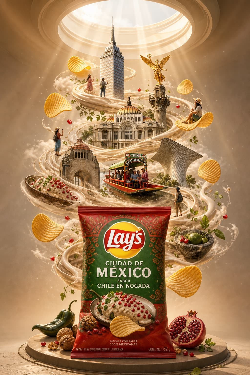 Cartel de papas fritas de viaje