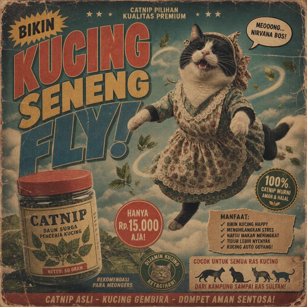 Cartel vintage de anuncio felino