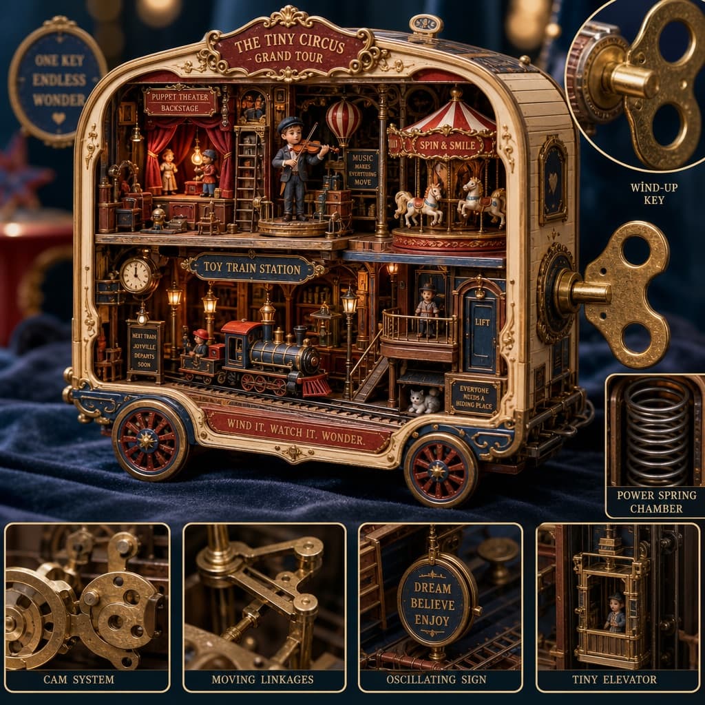 Escena de mundo miniatura de cuerda