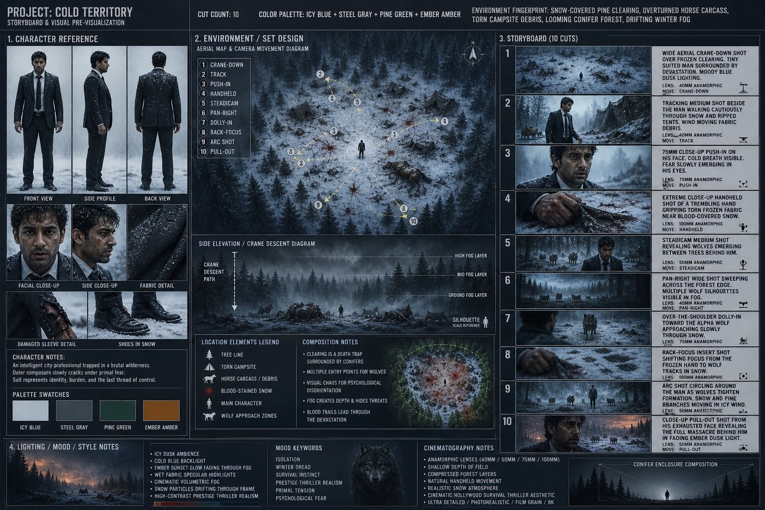 Guion gráfico de thriller invernal